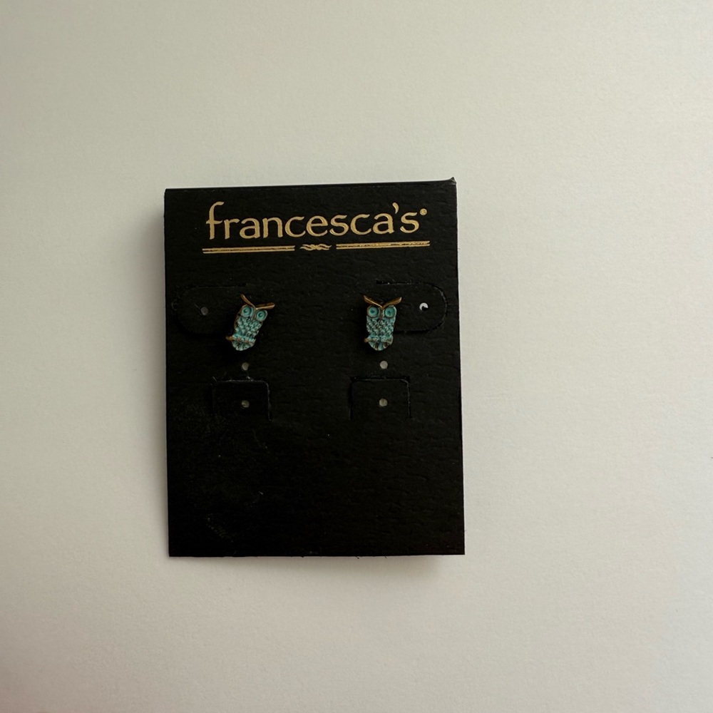 Francesca's Collections Teal Owl Earrings. NWT